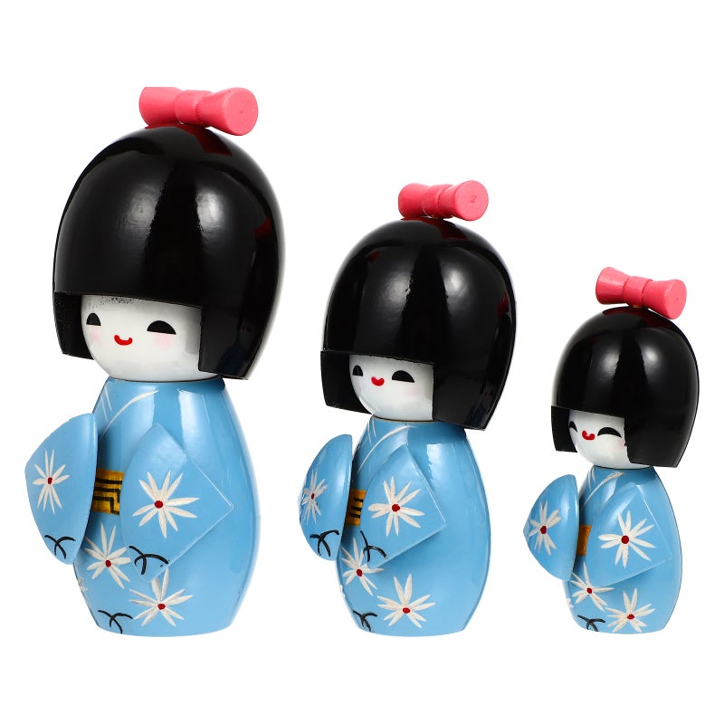 3pcs Kimono Doll Figurine Desktop Japanese Kimono Figurines - Image 1