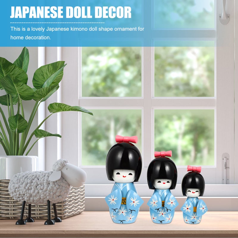 3pcs Kimono Doll Figurine Desktop Japanese Kimono Figurines - Image 3