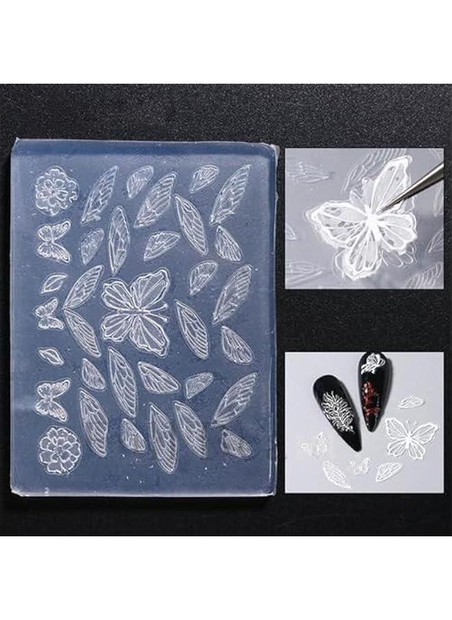 Generic - Epoxy Silicone Mold,Nail Art Silicone Mold Beautiful 3D Nail Casting Molds Embossed Nail Stencils Sculpture Mould Decorations for Manicurist(Style C80) - Image 1