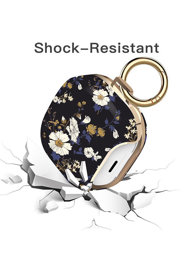 O Ozone Case for Galaxy Buds Live Case(2020)/Galaxy Buds 2 Case (2021)/Galaxy Buds Pro Case (2021) Cute Patterns Hard Shell Protective Cover Black With Flower - Image 5