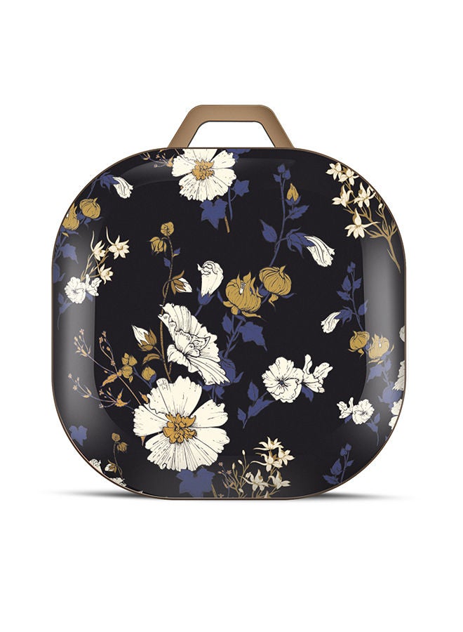 O Ozone Case for Galaxy Buds Live Case(2020)/Galaxy Buds 2 Case (2021)/Galaxy Buds Pro Case (2021) Cute Patterns Hard Shell Protective Cover Black With Flower - Image 1