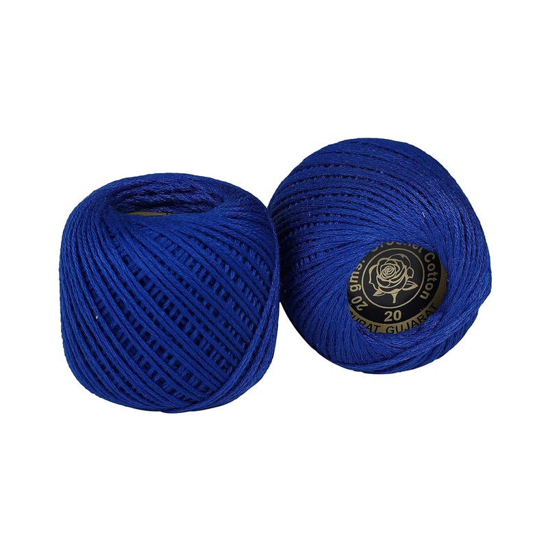 CORIOX Crochet Thread Set Of 10 Ball Crochet Cotton Thread Yarn For Knitting & Craft Making. Size 20 Gram 55 To 60 Mtr Approx (Royal Blue), 230 Gm - Image 3