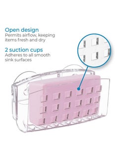 InterDesign iDesign Sinkworks Kitchen Sink Suction Holder for Sponges, Scrubbers, Soap - Clear Large  - Image 3