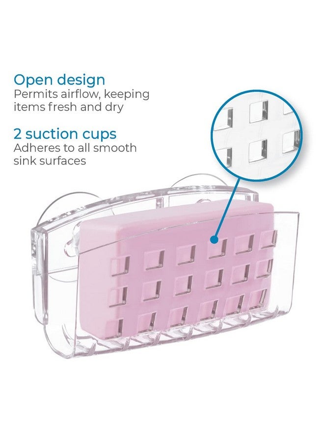 InterDesign iDesign Sinkworks Kitchen Sink Suction Holder for Sponges, Scrubbers, Soap - Clear Large - Image 3