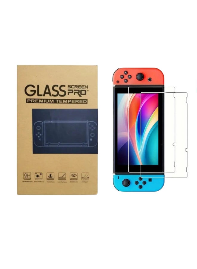 Loquat Applicable To Nintendo Switch Game Console Tempered 9H Arc Screen Protective Film Anti-fingerprint Tempered Film Ns Accessories-Color:switch Tempered Glass Film Bare Metal - Image 2