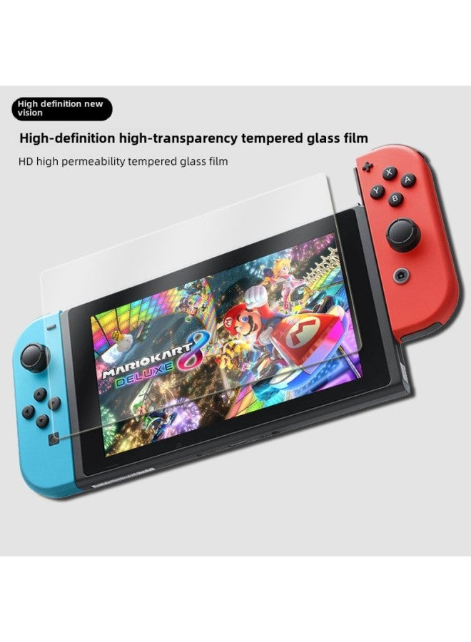 Loquat Applicable To Nintendo Switch Game Console Tempered 9H Arc Screen Protective Film Anti-fingerprint Tempered Film Ns Accessories-Color:switch Tempered Glass Film Bare Metal - Image 1