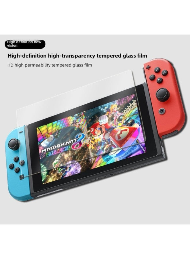 Loquat Applicable To Nintendo Switch Game Console Tempered 9H Arc Screen Protective Film Anti-fingerprint Tempered Film Ns Accessories-Color:switch Tempered Glass Film Bare Metal - Image 3