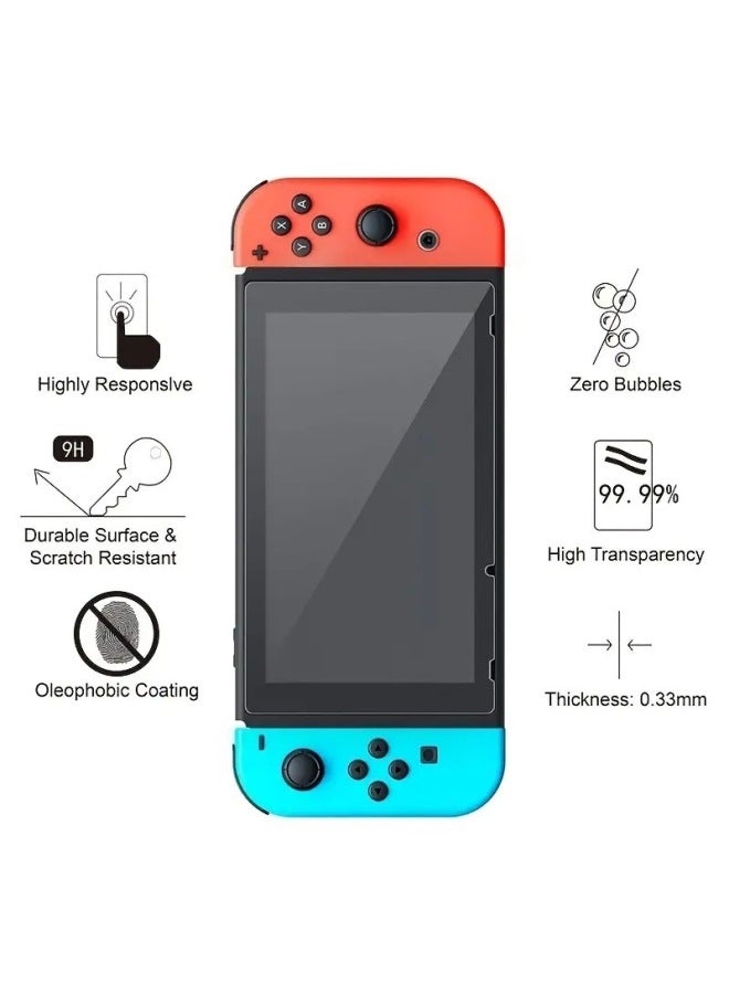 Loquat Applicable To Nintendo Switch Game Console Tempered 9H Arc Screen Protective Film Anti-fingerprint Tempered Film Ns Accessories-Color:switch Tempered Glass Film Bare Metal - Image 4