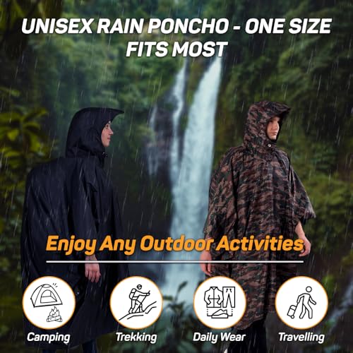 ROCKSPORT Unisex Outdoor Rain Poncho for Adult,Multi Use, Waterproof, Lightweight, Reusable & Packable, One Size Fits Most (Camo) - Image 5
