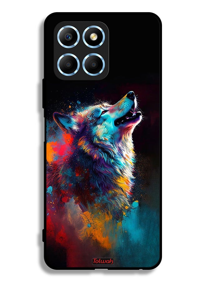 Tolwak Honor X8 5G Protective Case Cover Wolf Colorful Art - Image 2