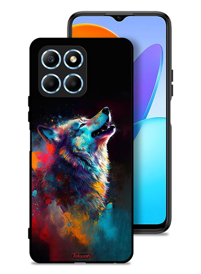 Tolwak Honor X8 5G Protective Case Cover Wolf Colorful Art - Image 1