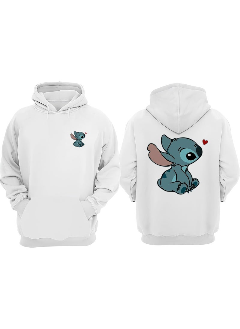 The Wert - Unisex Stick Love Design Front Back Printed Regular Fit White Sweatshirt - Image 1