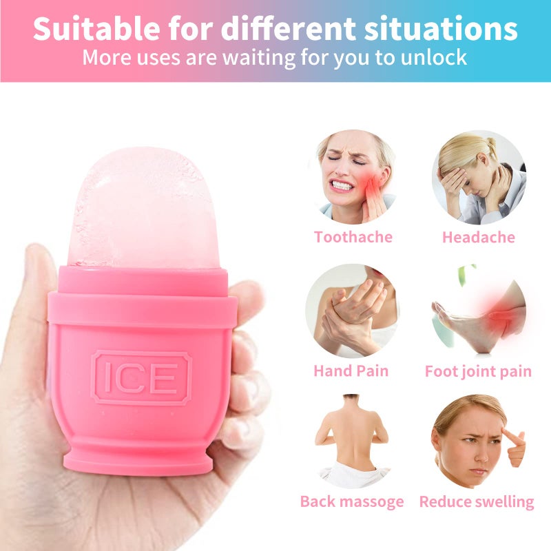 BFASU 2 Packs Face and Body Ice Roller, Silicone Ice Cube for Puffiness, Pain Relief, Cold Therapy Ice Cup Molds Massage Tool - Image 3