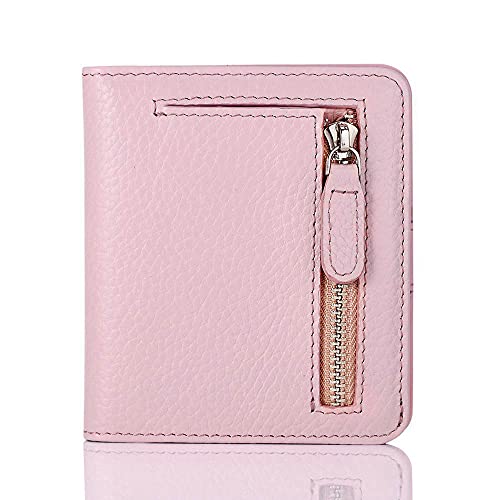 FT FUNTOR FUNTOR Leather Wallet for women, Ladies Small Compact Bifold Pocket RFID Blocking Wallet for Women, Pink - Image 1
