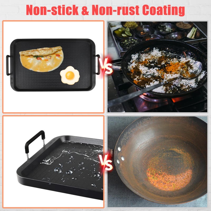 CukAid Flat Top Griddle for Stovetop,Camping Griddle/Cookware, Flat Top Grill,Non-Stick Griddle Grill Pan, Stove Top Grille,Aluminum Material, Dishwasher Safe - Image 4