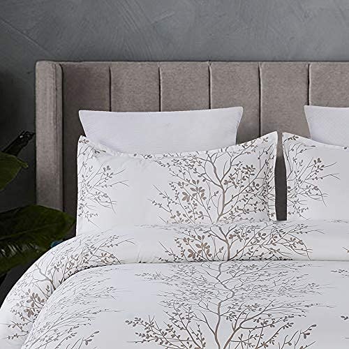 Vaulia Soft Microfiber Duvet Cover Set, Print Tree Branches Pattern White and Brown Color - King Size 3 Piece Set (1 Duvet Cover 2 Pillow Shams) - Image 2