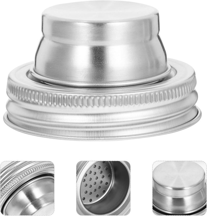 FUOYLOO Jar Shaker Lids, Stainless Steel 304 Material, Practical Cocktail Bottle Lids, Suitable for Kitchen and Bar Use, Quart Jar Compatible for Seasoning and Drinks - Image 4