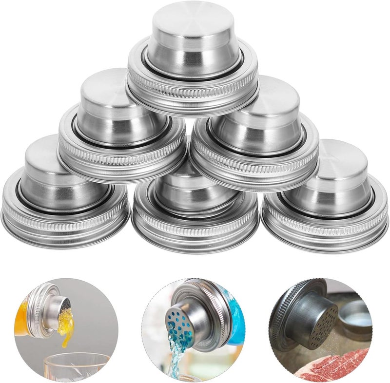 FUOYLOO Jar Shaker Lids, Stainless Steel 304 Material, Practical Cocktail Bottle Lids, Suitable for Kitchen and Bar Use, Quart Jar Compatible for Seasoning and Drinks - Image 3
