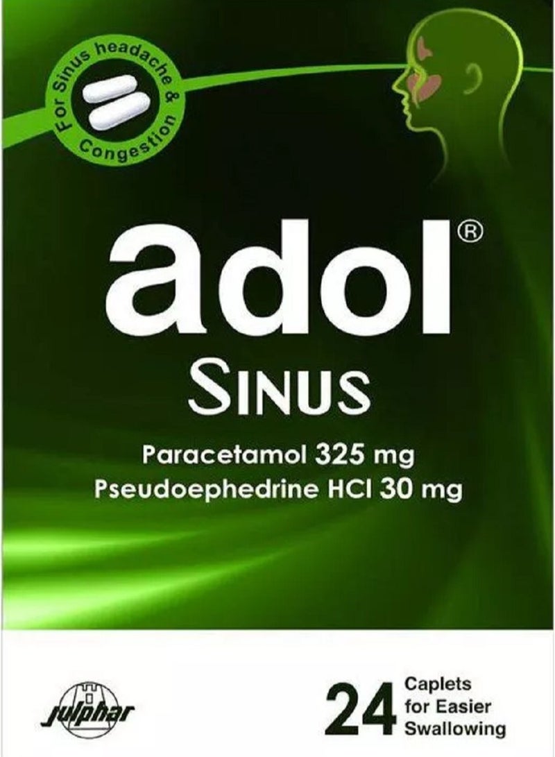 Adol Sinus Relief Tablets 24s |  Nasal Congestion & Sinus Headache Support for Adults