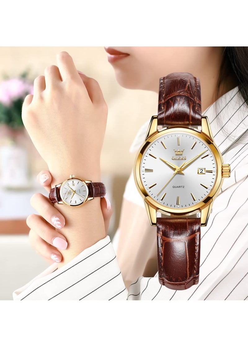 Watches for Women Quartz Analog Water Resistant Leather Watch 6898