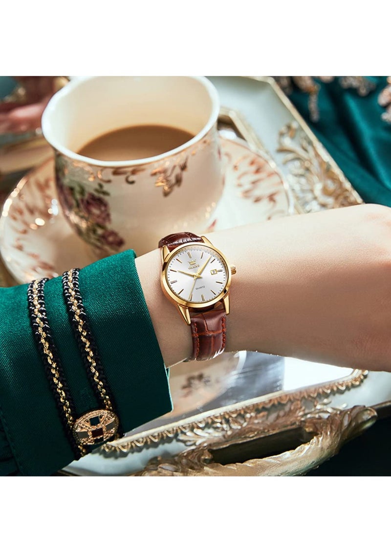Watches for Women Quartz Analog Water Resistant Leather Watch 6898