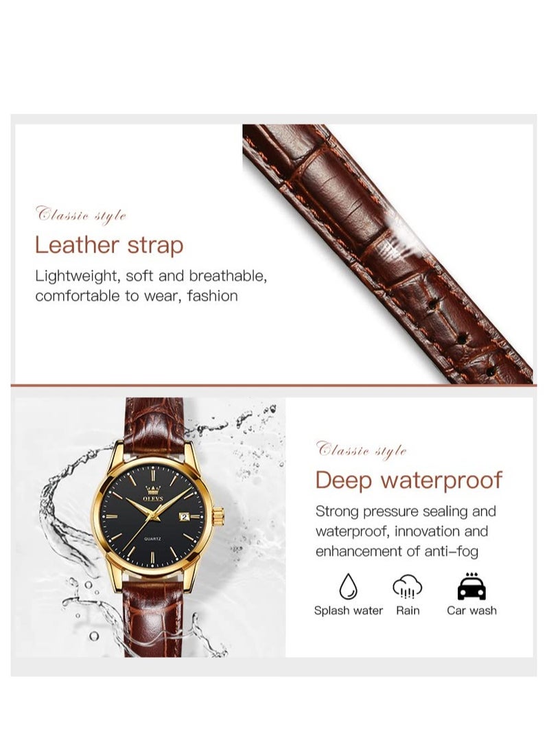 Watches for Women Quartz Analog Water Resistant Leather Watch 6898