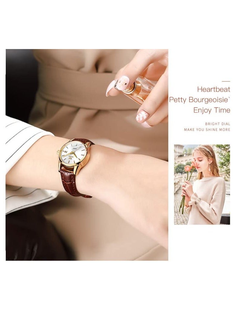 Watches for Women Quartz Analog Water Resistant Leather Watch 6898