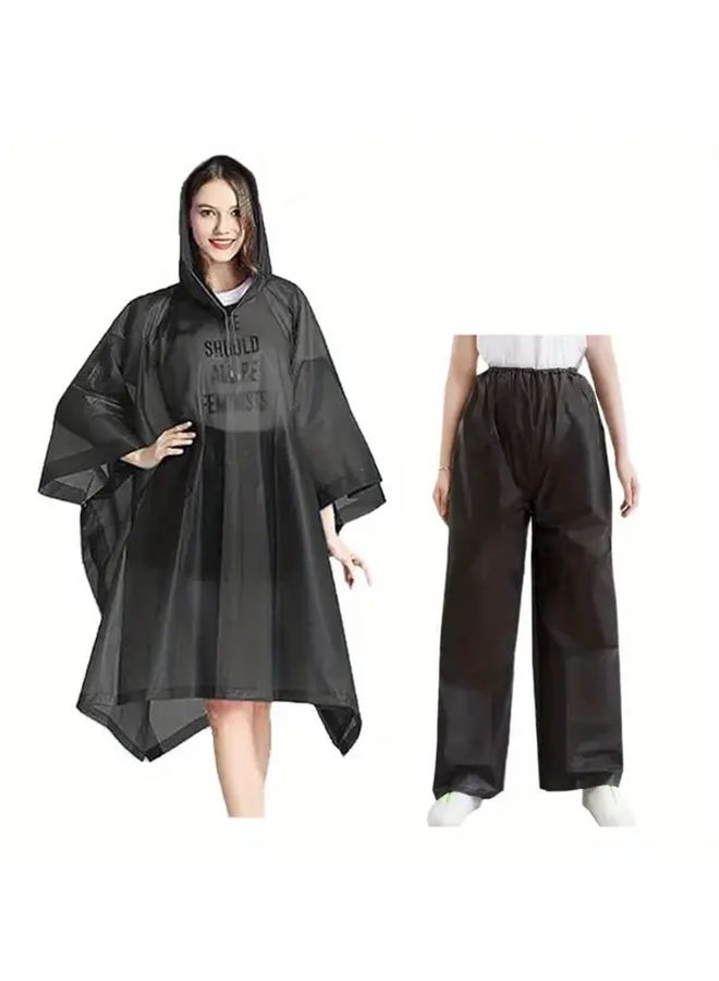 Yellow XL Heavy Duty Full Zip Raincoat Pants Set Hooded Poncho Unisex Adult - Image 1
