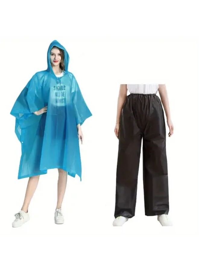 Yellow XL Heavy Duty Full Zip Raincoat Pants Set Hooded Poncho Unisex Adult - Image 5