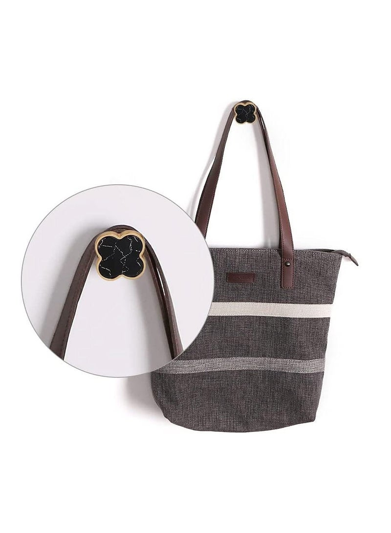 SYOSI خطافات جدارية زخرفية، شماعة مناشف حمام SYOSI، مقابض درج مركبات التجميل، مقبض خزانة المطبخ، خطافات ذهبية لتعليق الحقائب والمفاتيح 8 قطع شكل شوكة رباعية الأوراق (أسود تركواز) - Image 4