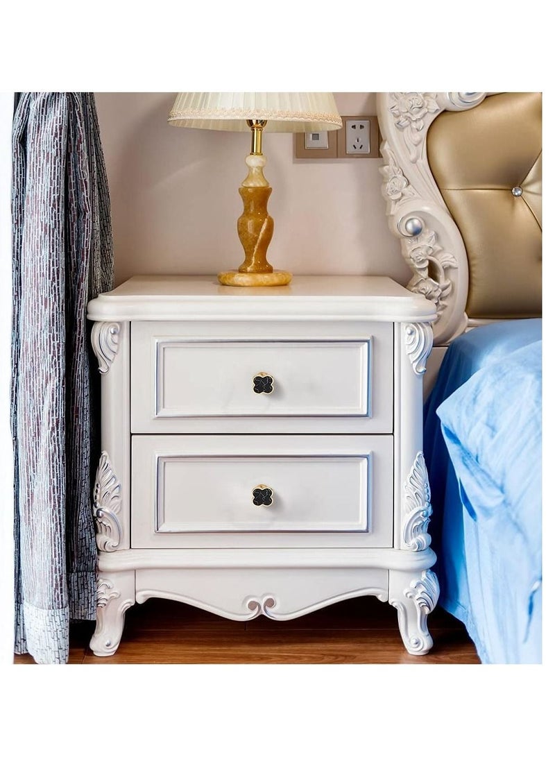 SYOSI خطافات جدارية زخرفية، شماعة مناشف حمام SYOSI، مقابض درج مركبات التجميل، مقبض خزانة المطبخ، خطافات ذهبية لتعليق الحقائب والمفاتيح 8 قطع شكل شوكة رباعية الأوراق (أسود تركواز) - Image 3