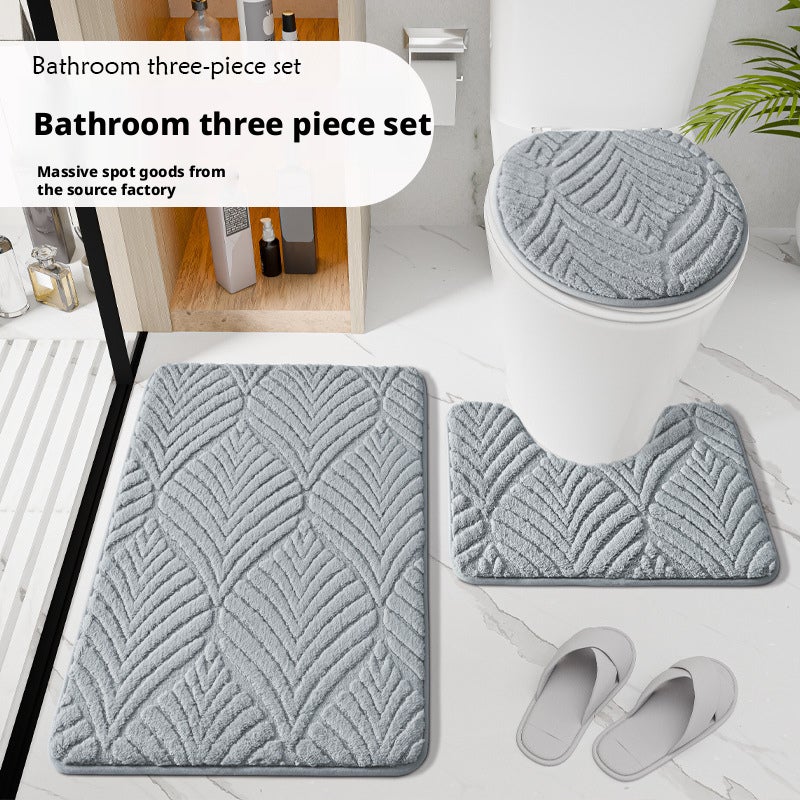 Soft Velvet Jacquard Door Mat Non-Slip Water Absorbent Set - Image 1