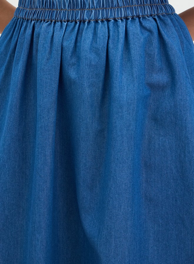 ستايلي تنورة طويلة دنيم بخصر مطاطي - Image 4
