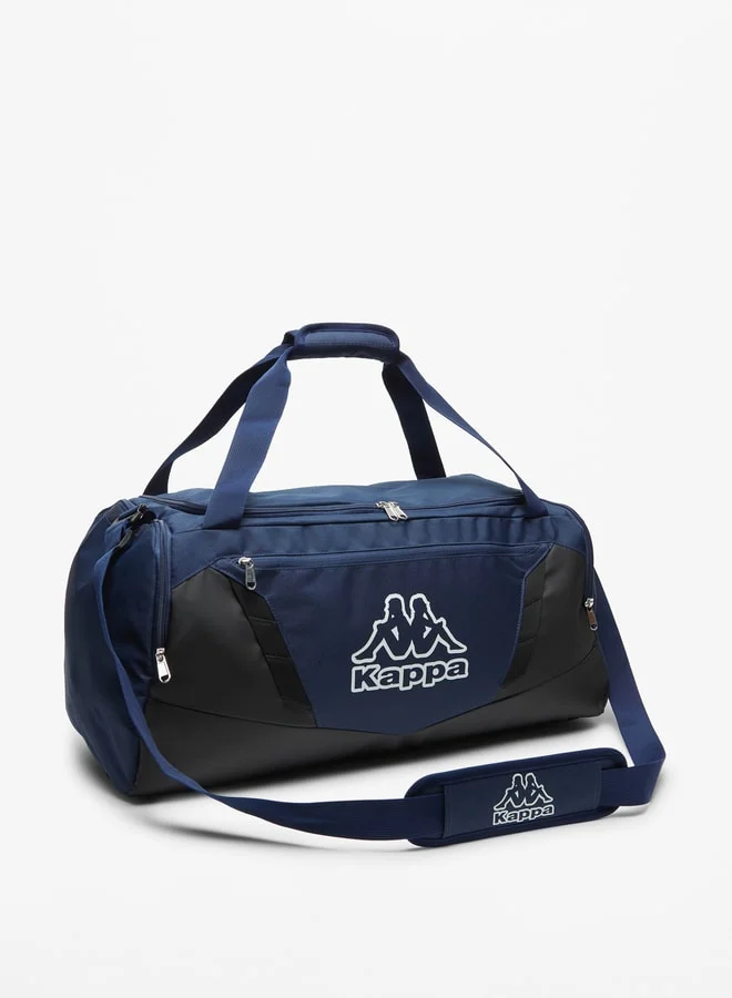 Kappa Men Logo Print Duffel Bag with Zip Closure