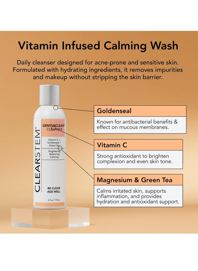 CLEARstem CLEARSTEM - GENTLECLEAN Vitamin C Infused Calming Wash - Facial Cleanser, Makeup Remover - Goldenseal + Green Tea - Facial Skin Care Products - Vegan, Gluten Free, Cruelty Free - 6 fl oz / 177ml  - Image 4