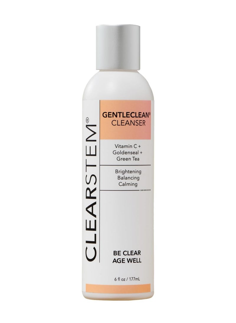 CLEARstem CLEARSTEM - GENTLECLEAN Vitamin C Infused Calming Wash - Facial Cleanser, Makeup Remover - Goldenseal + Green Tea - Facial Skin Care Products - Vegan, Gluten Free, Cruelty Free - 6 fl oz / 177ml  - Image 1