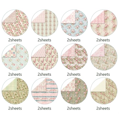 MIATTCLD Scrapbook Paper Double Sided Decorative Craft Paper, 6x6 in Vintage Patterned Papers 48 Sheets Floral Background Papers for Scrapbooking Card Making Journaling Decor (B) - Image 3