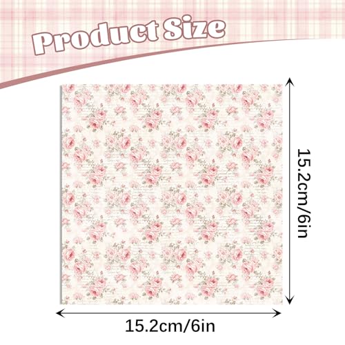 MIATTCLD Scrapbook Paper Double Sided Decorative Craft Paper, 6x6 in Vintage Patterned Papers 48 Sheets Floral Background Papers for Scrapbooking Card Making Journaling Decor (B) - Image 4
