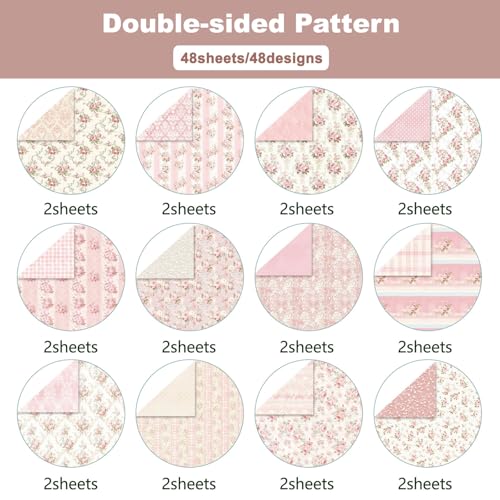 MIATTCLD Scrapbook Paper Double Sided Decorative Craft Paper, 6x6 in Vintage Patterned Papers 48 Sheets Floral Background Papers for Scrapbooking Card Making Journaling Decor (B) - Image 2