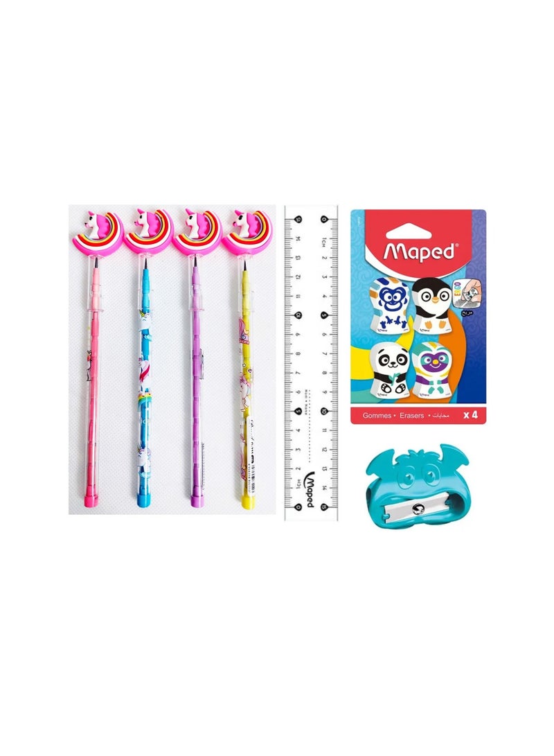 11-Piece Stationery Set With Pencil Case Assorted Colours - Image 2