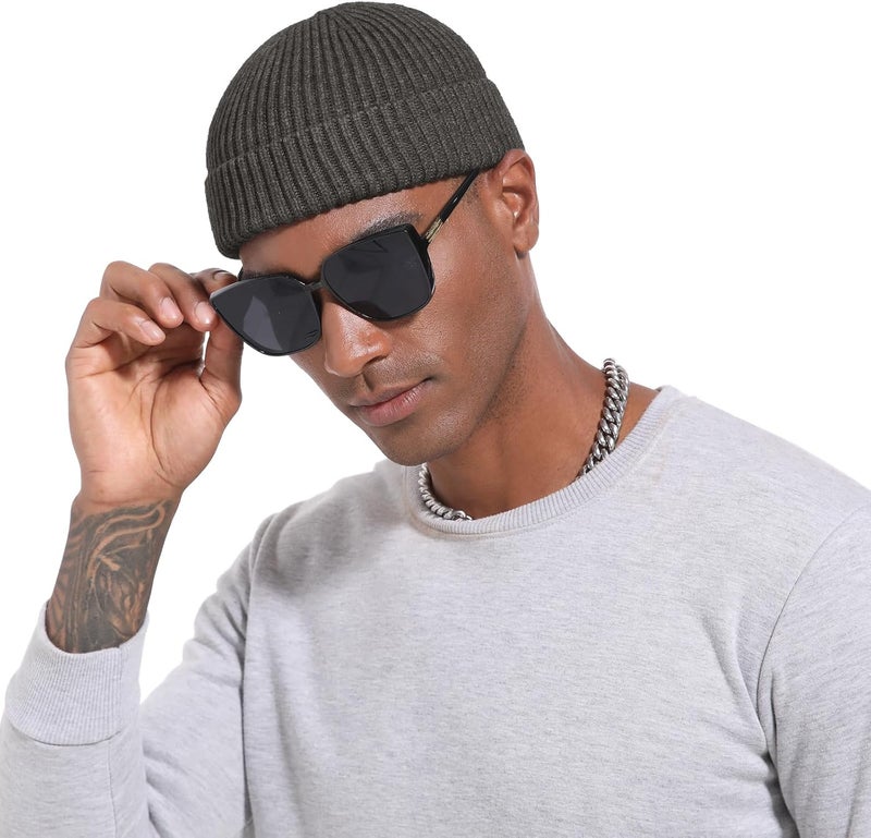 Roybens Swag Wool Knit Cuff Short Fisherman Beanie for Men Women, Winter Warm Hats - Image 4