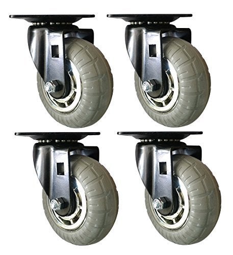 Headbourne 4-Pack 5" Premium Casters - Soft Rubber Non-Marking Wheels with Chrome Spokes & Black Swivel Base - 264 lb Capacity per Wheel - for Furniture, Carts & Industrial Use - Image 4