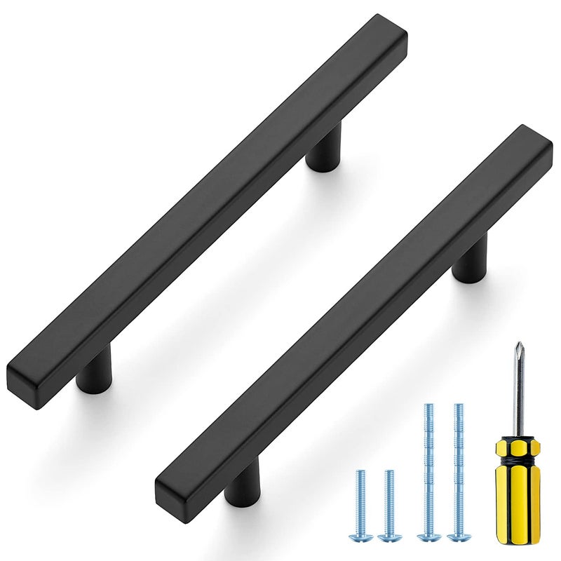 Ravinte Cabinet Handles 10 Pack 4 Inch Hole Center Matte Black Square Pulls Kitchen Hardware 638 Inch Overall Length Drawer Pulls - Image 2