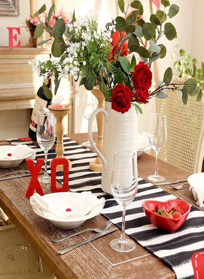 GEEORY Valentine's Day Table Runner 13 x 90 Inch, Red Heart Striped Decorative Farmhouse Table Decoration for Kitchen Dinning, Indoor Outdoor Dinner Party GT135-90 - Image 4