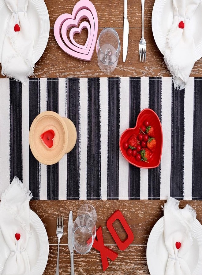 GEEORY Valentine's Day Table Runner 13 x 90 Inch, Red Heart Striped Decorative Farmhouse Table Decoration for Kitchen Dinning, Indoor Outdoor Dinner Party GT135-90 - Image 5