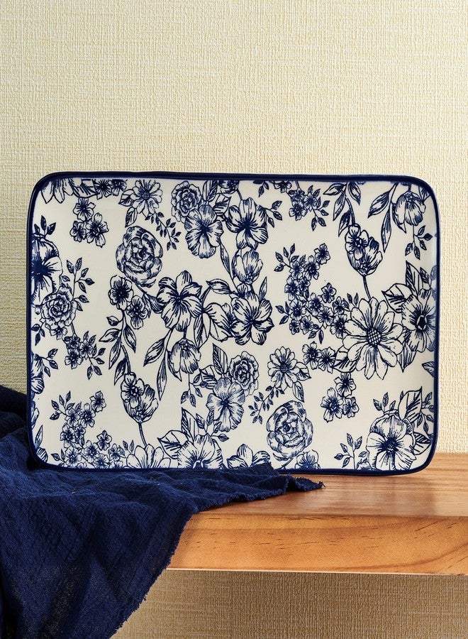 Pfaltzgraff Gabriela Blue Floral Rectangle Platter, 14.75 Inch - Image 5