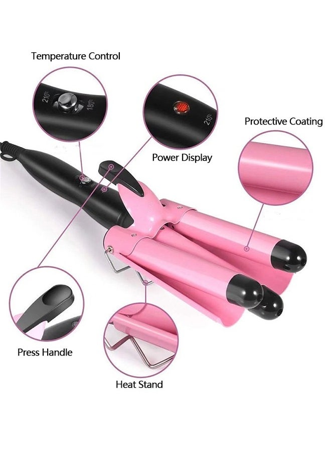 Yolu - 3 Barrels Hair Curler Styling Tool, Hair Waver Curling Iron Wand 25mm With Temperature Adjustable - Image 1