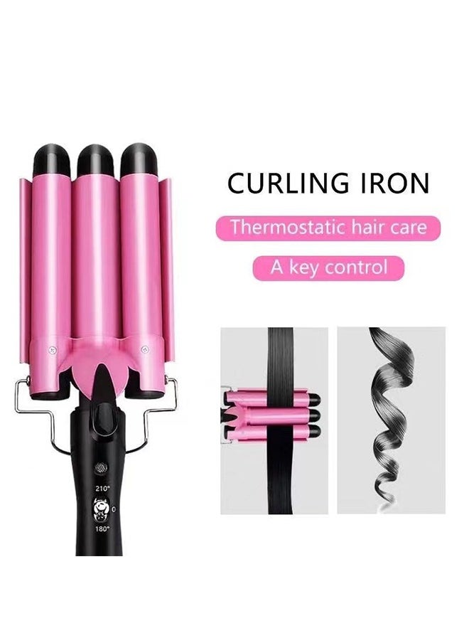 Yolu - 3 Barrels Hair Curler Styling Tool, Hair Waver Curling Iron Wand 25mm With Temperature Adjustable - Image 1