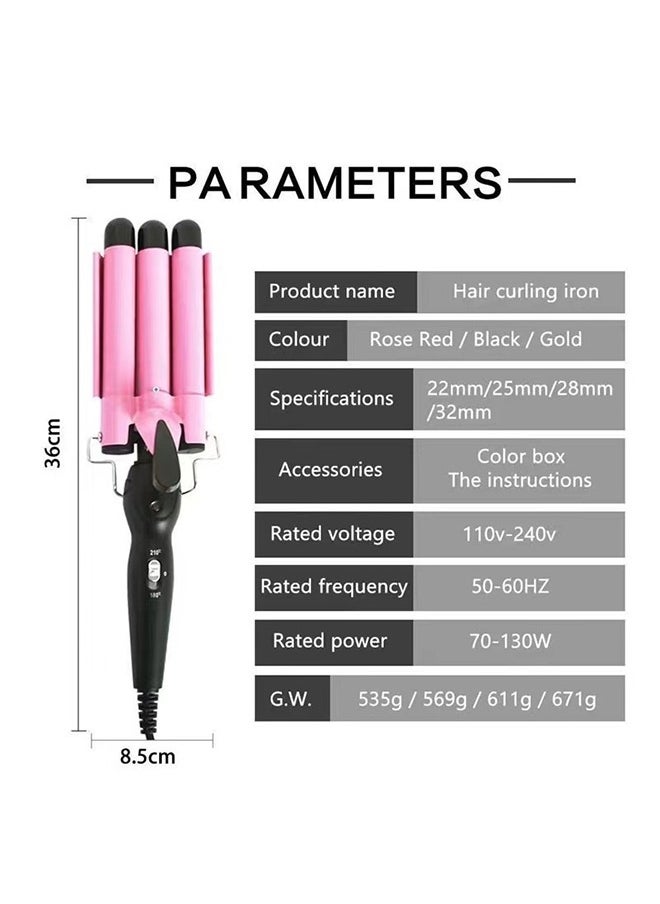 Yolu - 3 Barrels Hair Curler Styling Tool, Hair Waver Curling Iron Wand 25mm With Temperature Adjustable - Image 1