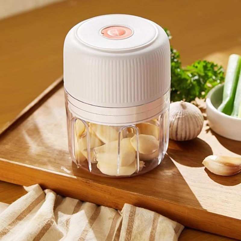 Tazweeq 250ML Food Chopper, Food Processor, Portable Cordless Garlic Mincer Masher, Meat Grinder with USB Charging For Vegetable, Chili, Fruits, Ginger, Baby Food, Seasoning (White) - Image 2